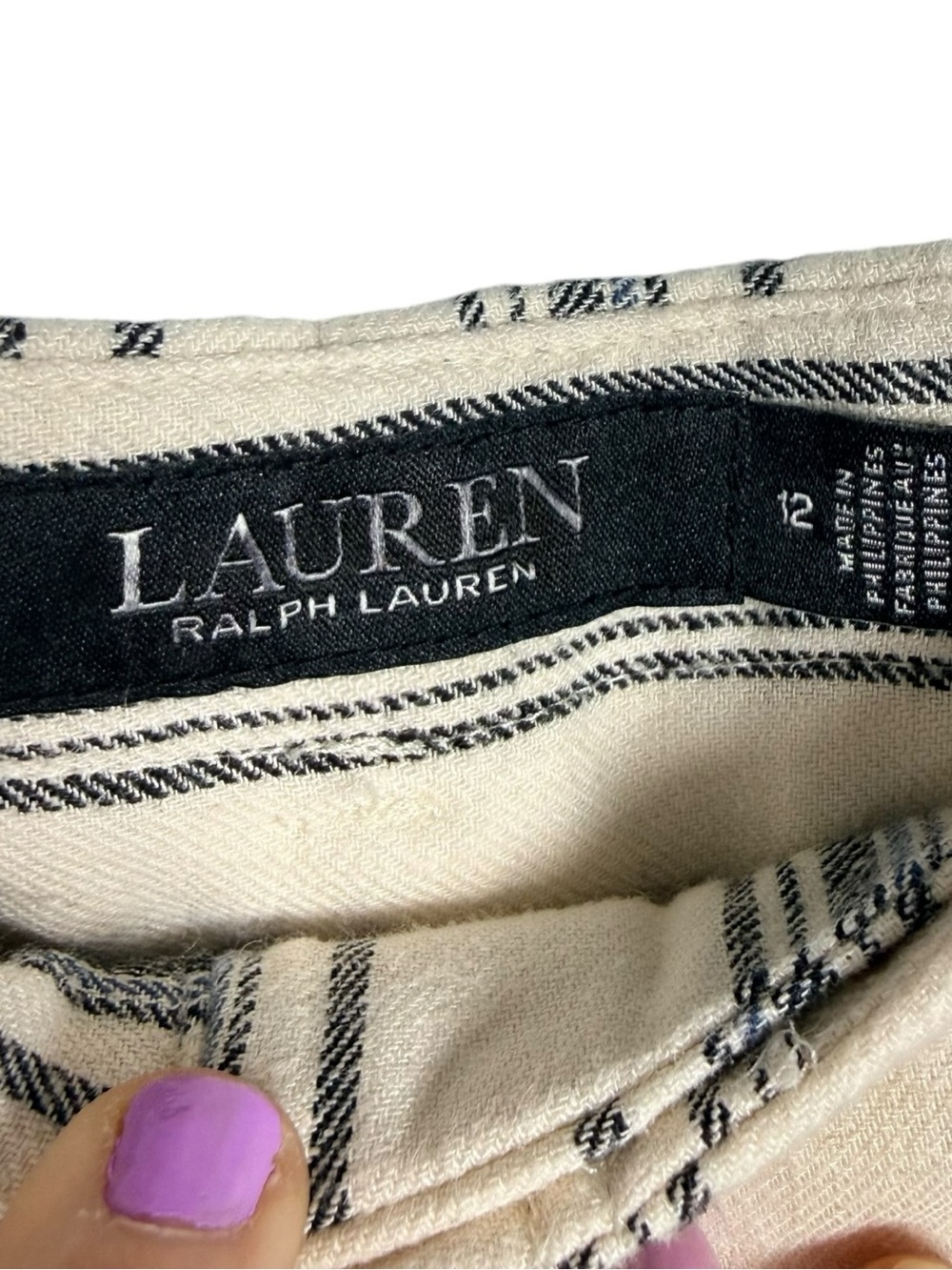 Ralph Lauren Pinstriped Linen Blend Pants Cropped 12 - Picture 8 of 10
